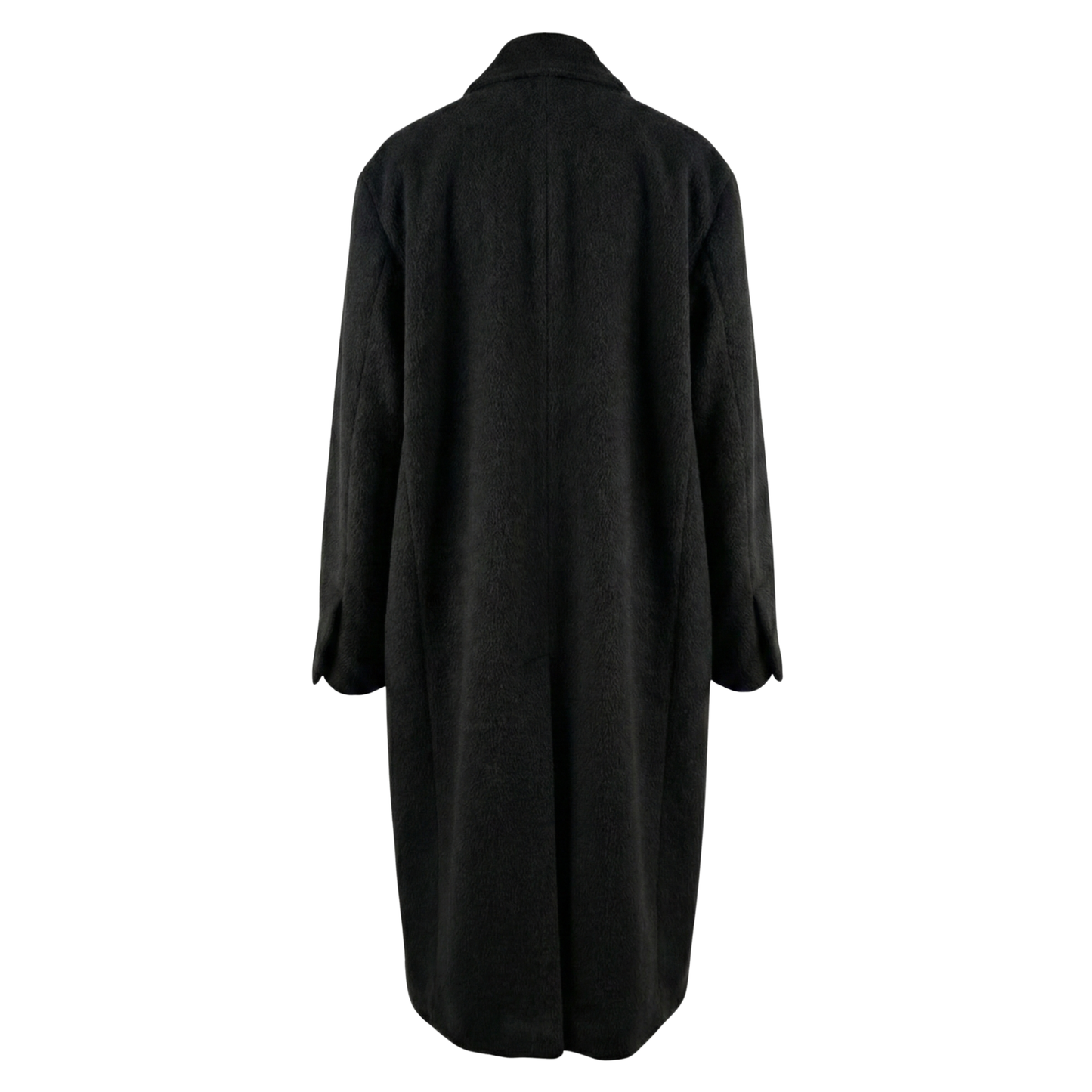 Vanley Long Double Breasted Alpaca Wool Coat in Black