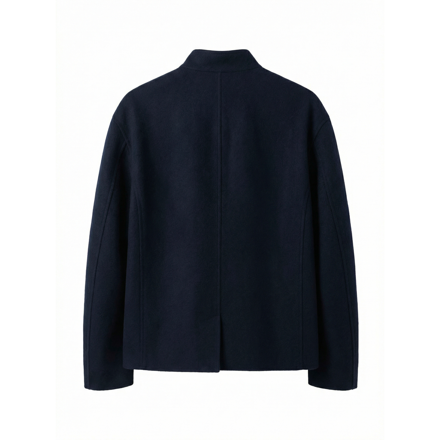 Julian Stand Collar Wool Cashmere Silk Shirt Jacket in Midnight Blue