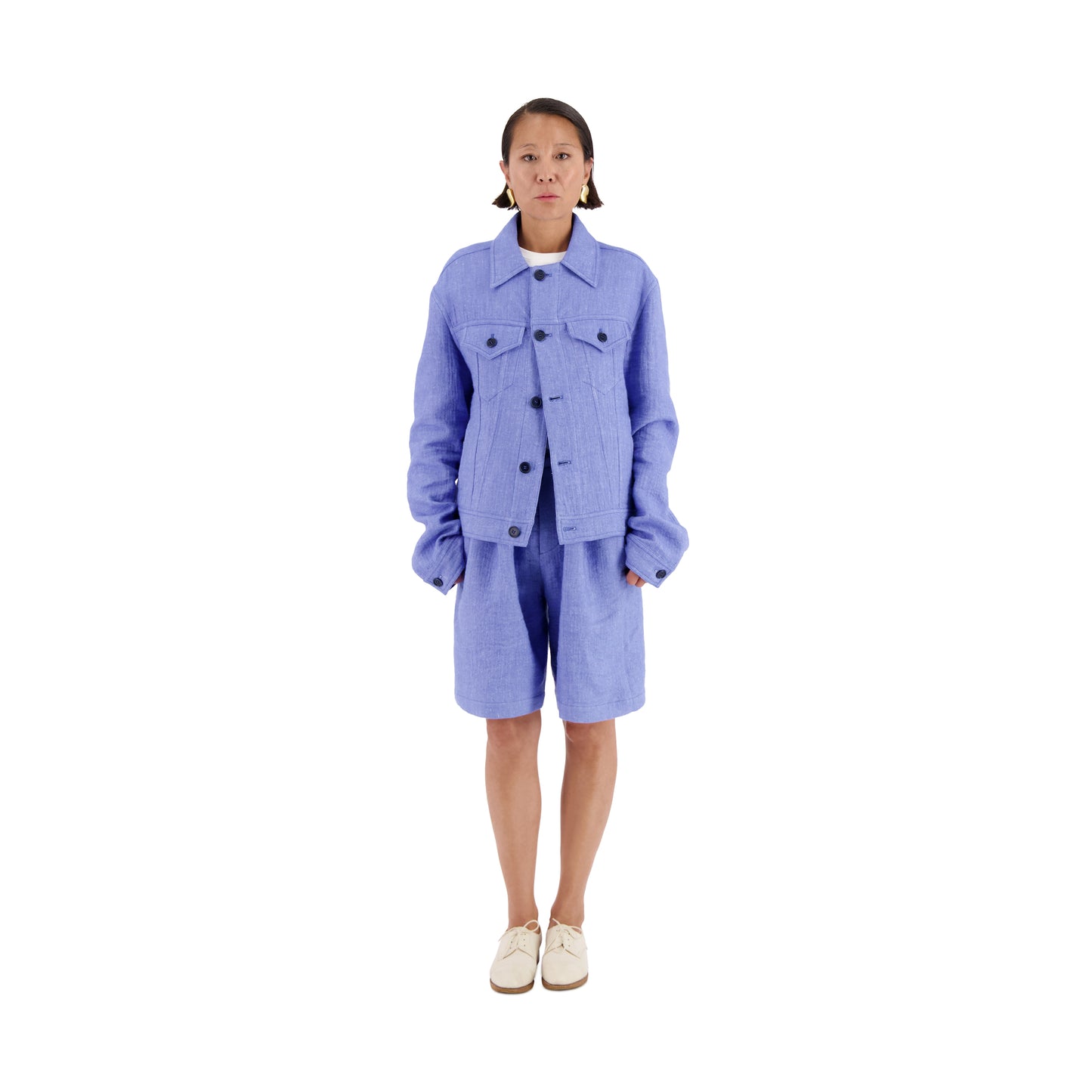 Lilo Unlined Trucker Lofty Wool Blend Jacket Sky Blue