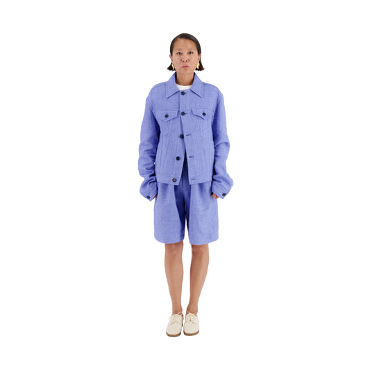 Lilo Unlined Trucker Lofty Wool Blend Jacket Sky Blue