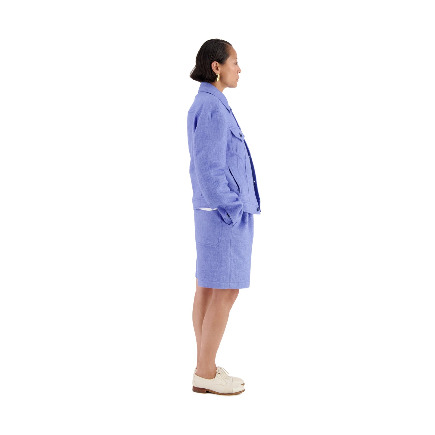 Lilo Unlined Trucker Lofty Wool Blend Jacket Sky Blue