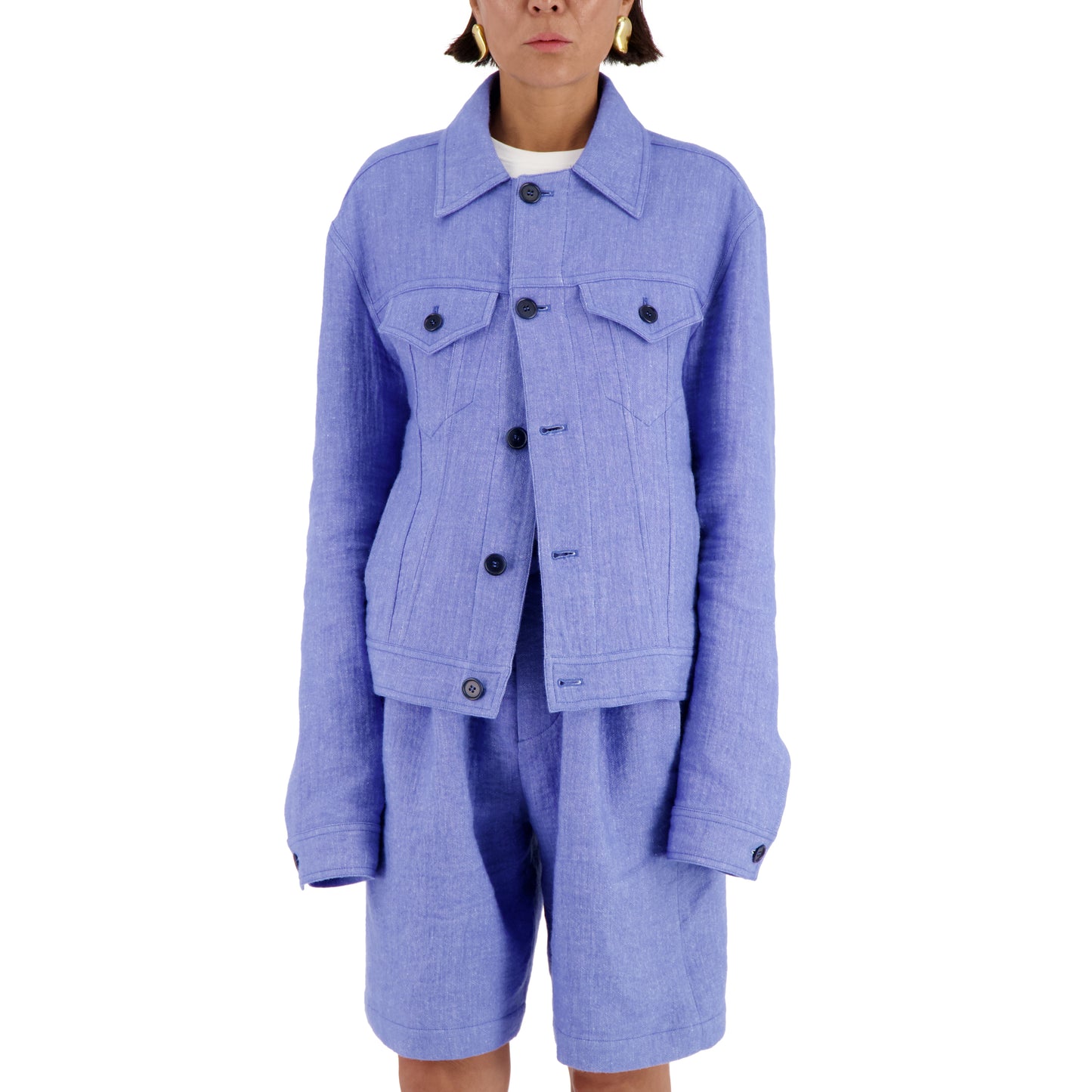 Lilo Unlined Trucker Lofty Wool Blend Jacket Sky Blue