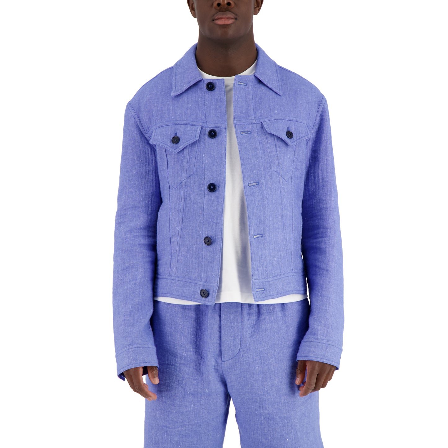 Lilo Unlined Trucker Lofty Wool Blend Jacket Sky Blue