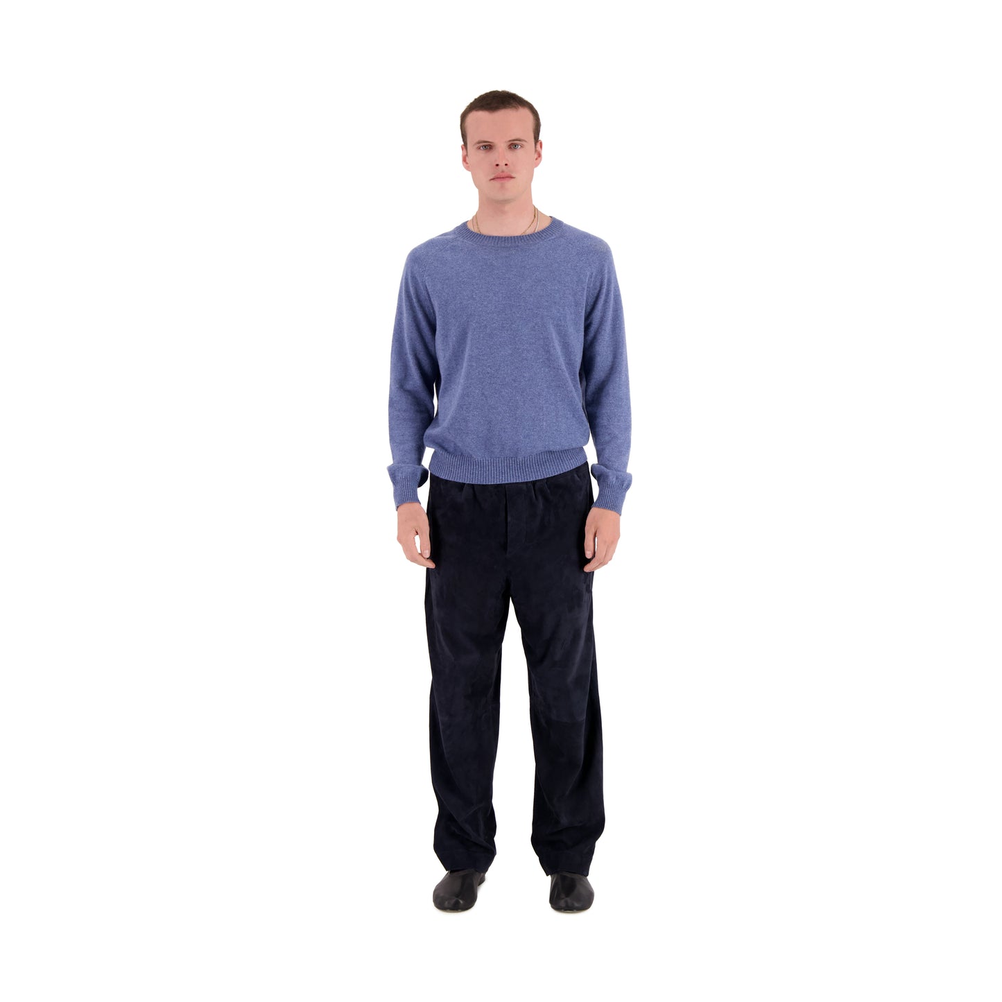 Ed Unlined Lamb Suede Drawstring Trousers Midnight Blue