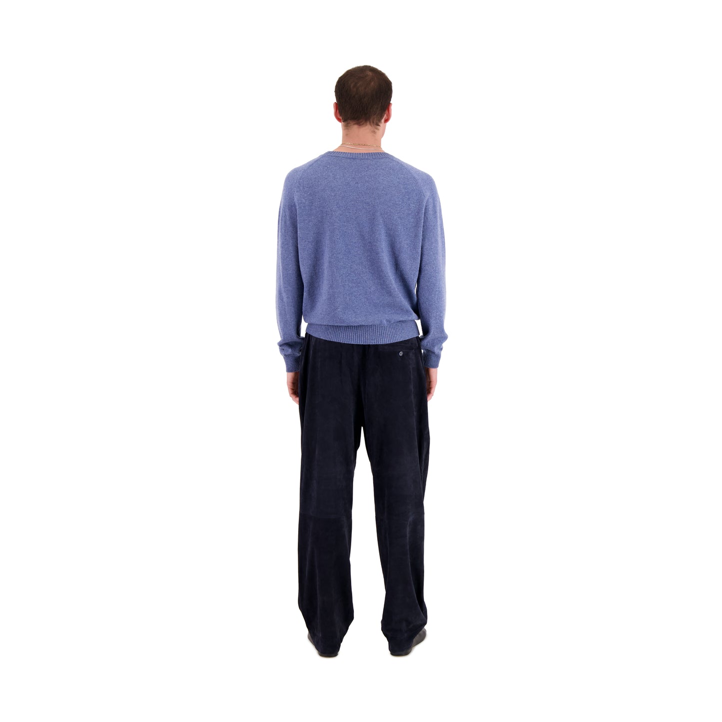Ed Unlined Lamb Suede Drawstring Trousers Midnight Blue