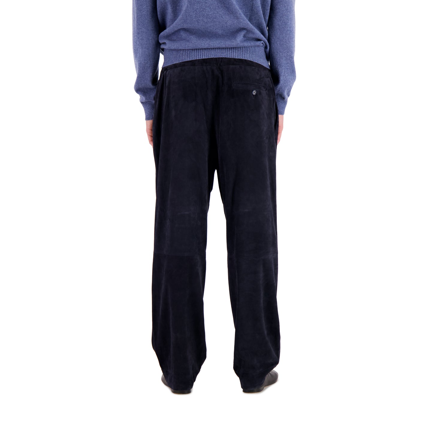 Ed Unlined Lamb Suede Drawstring Trousers Midnight Blue