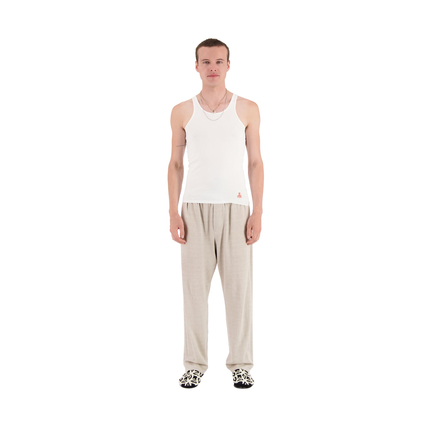 Francis Jersey Rib Octopus Embroided Tank Top White