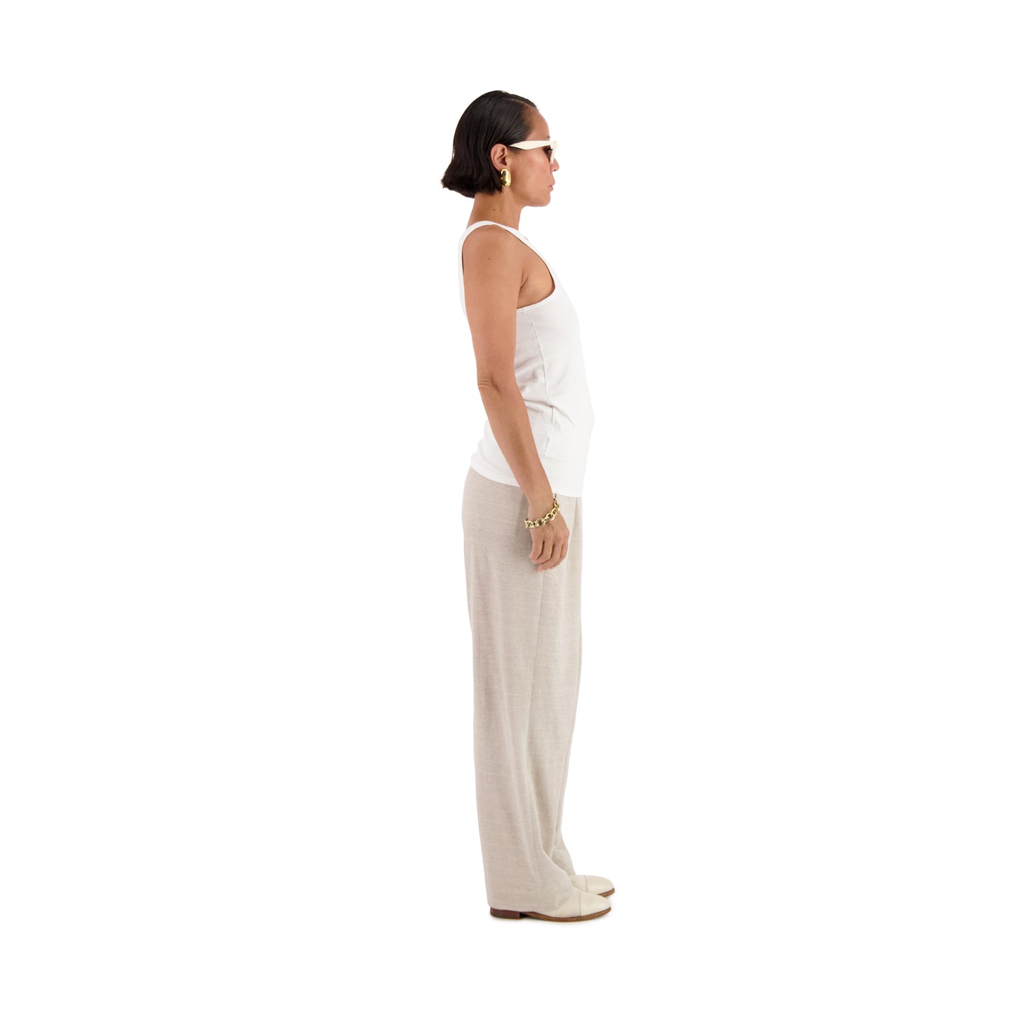 Francis Jersey Rib Octopus Embroided Tank Top White