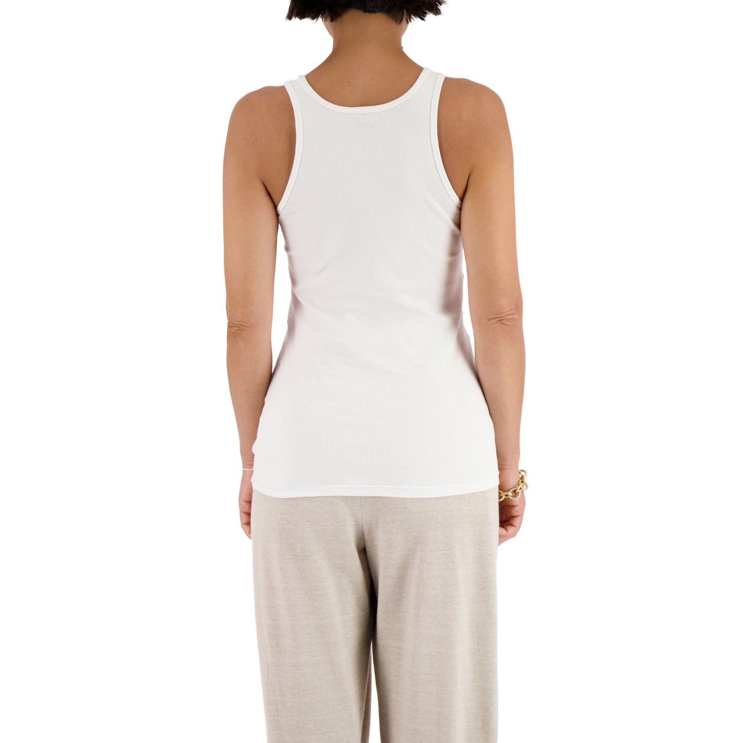 Francis Jersey Rib Octopus Embroided Tank Top White