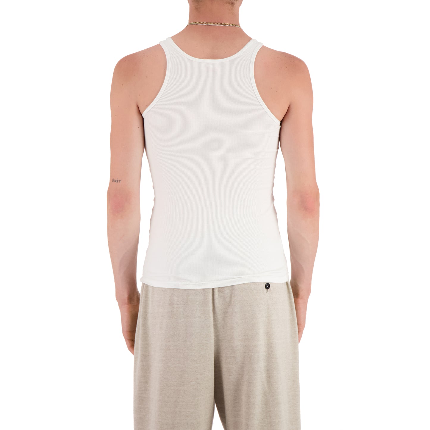 Francis Jersey Rib Octopus Embroided Tank Top White