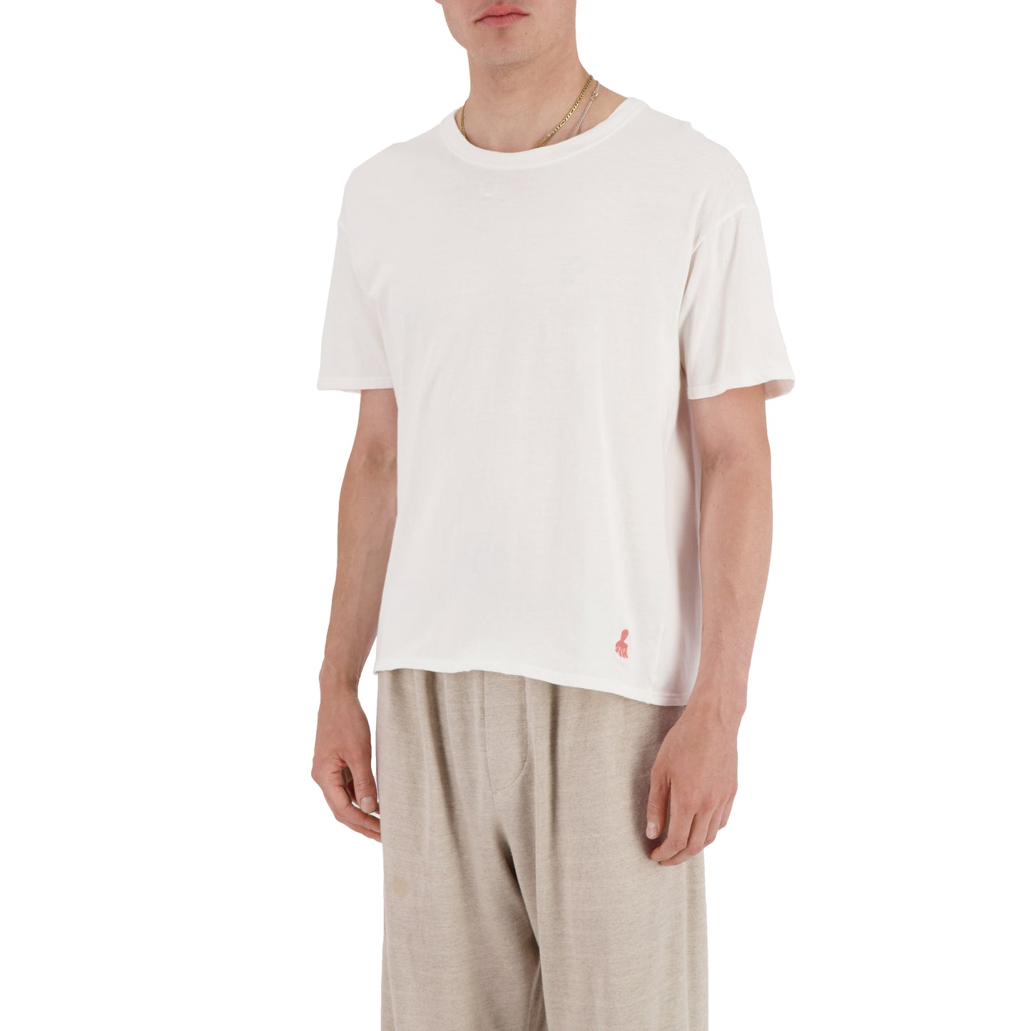 Peter Jersey Cotton Octopus Embroided T Shirt White