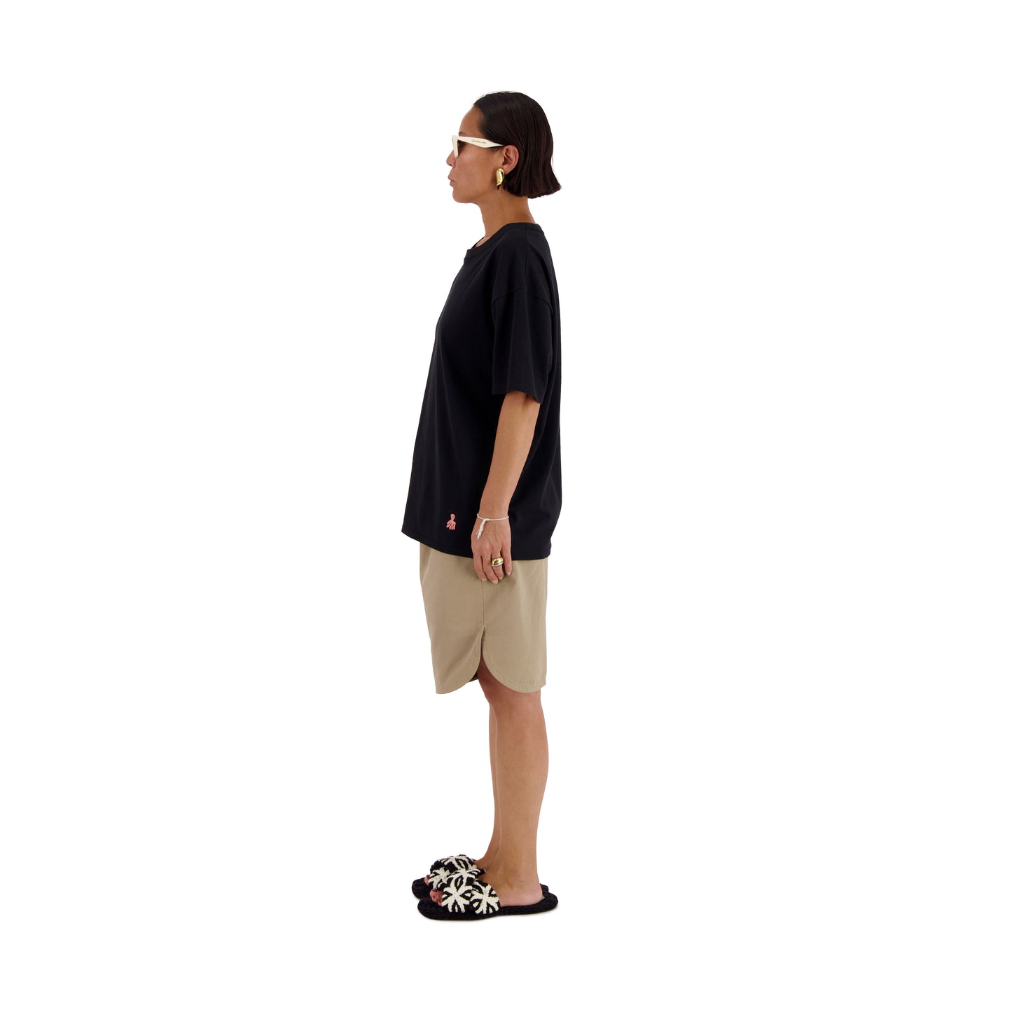 Peter Jersey Cotton Octopus Embroided T Shirt Black