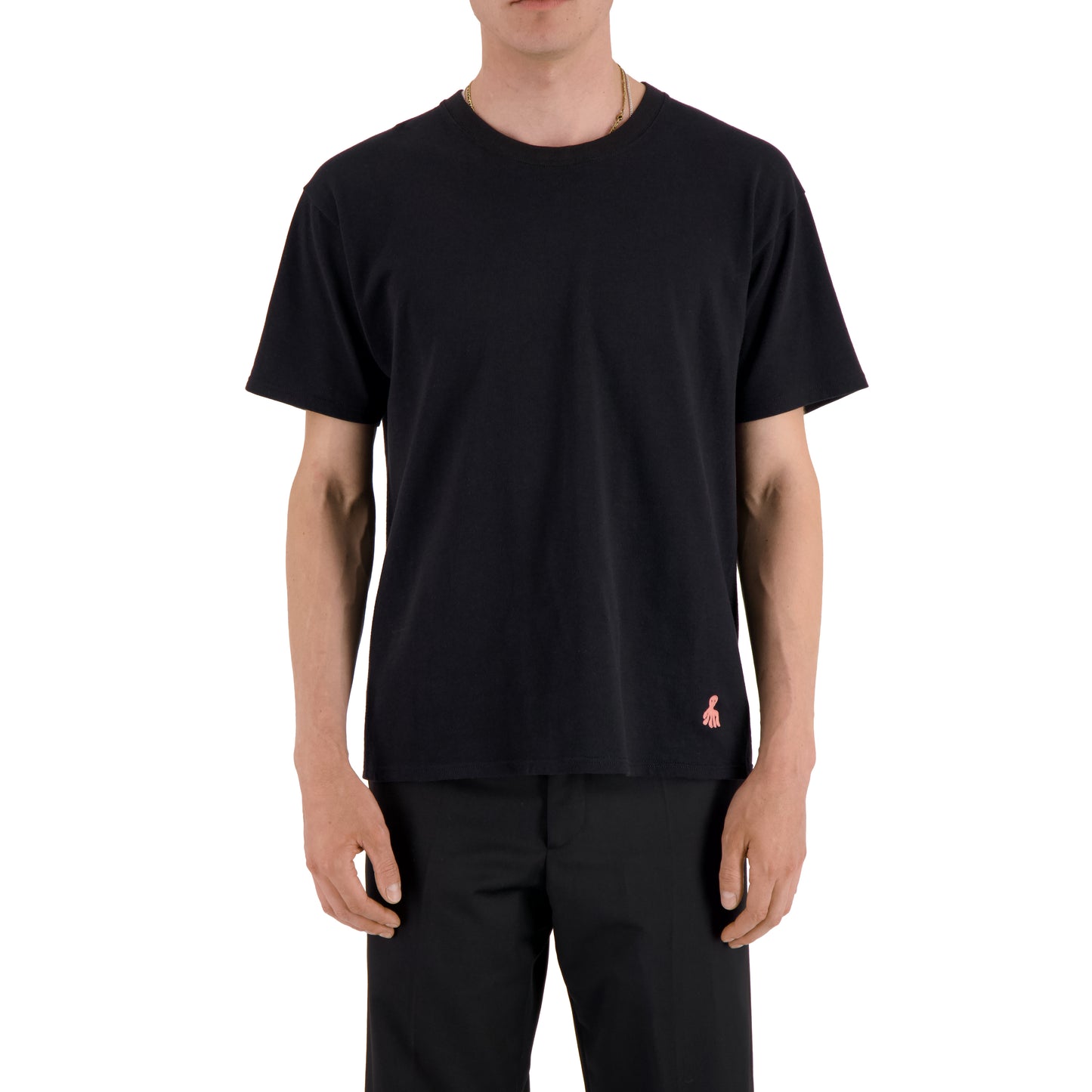 Peter Jersey Cotton Octopus Embroided T Shirt Black