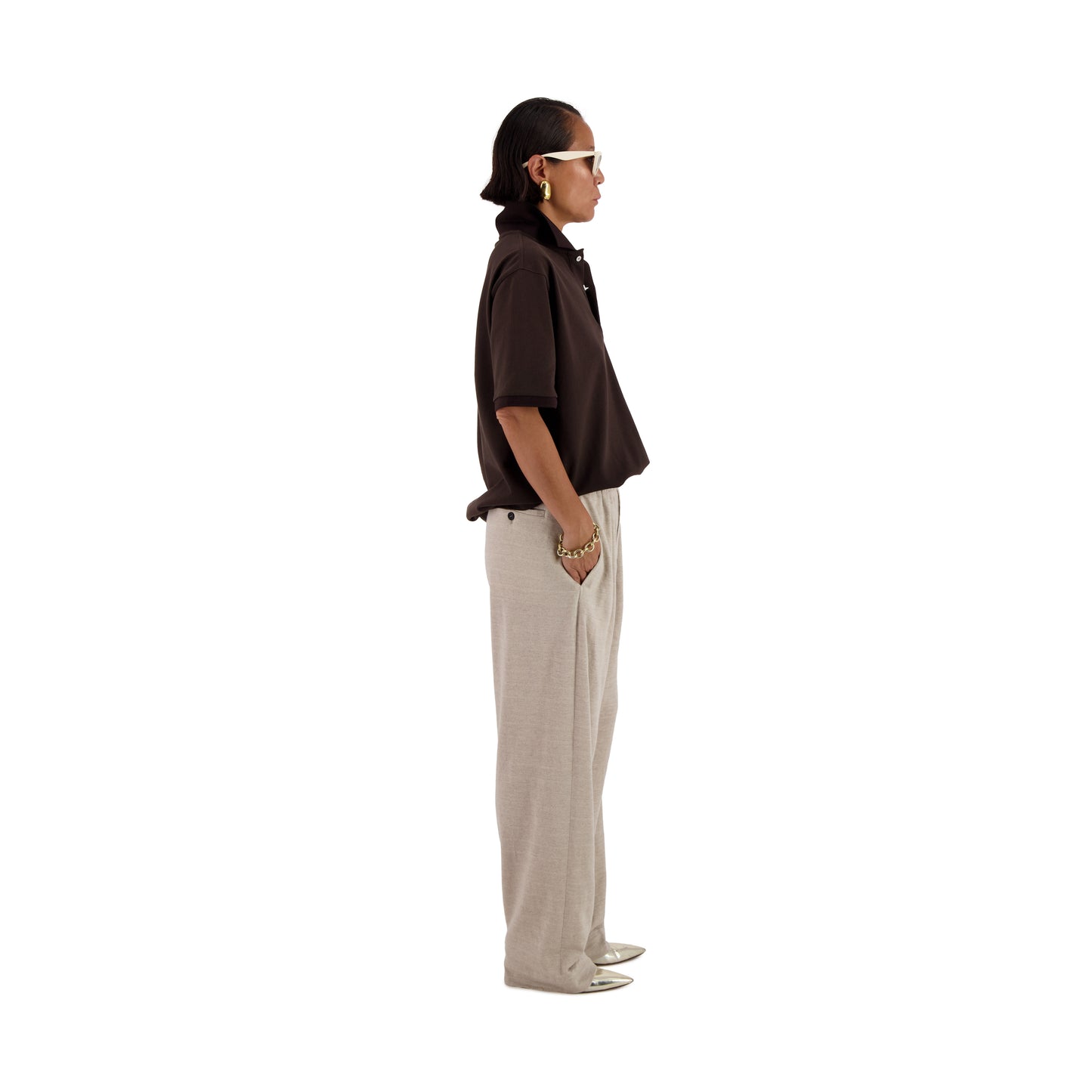 Frank Ss Octopus Embroidery Jersey Cotton Piquet Polo Dark Chocolate Brown
