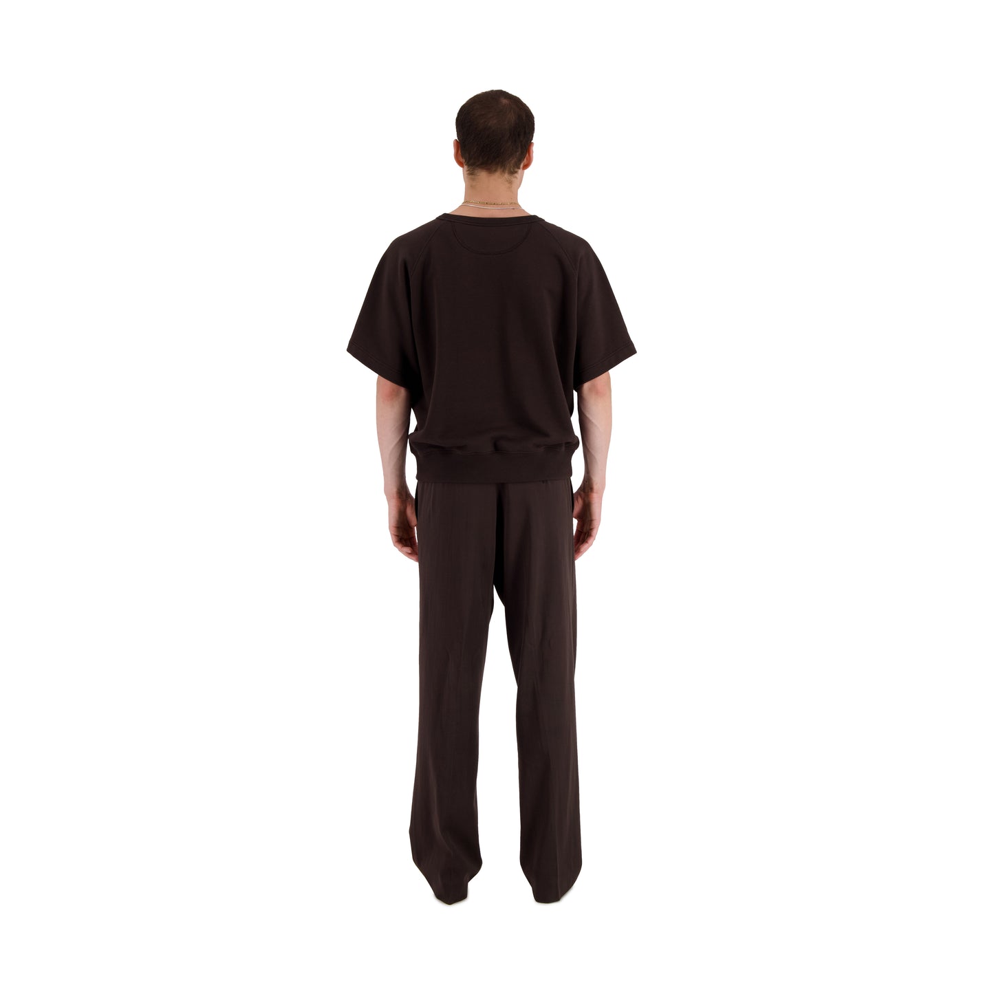 Sigmar Jersey Cotton Short Sleeve Crew Neck Dark Chocolate Brown
