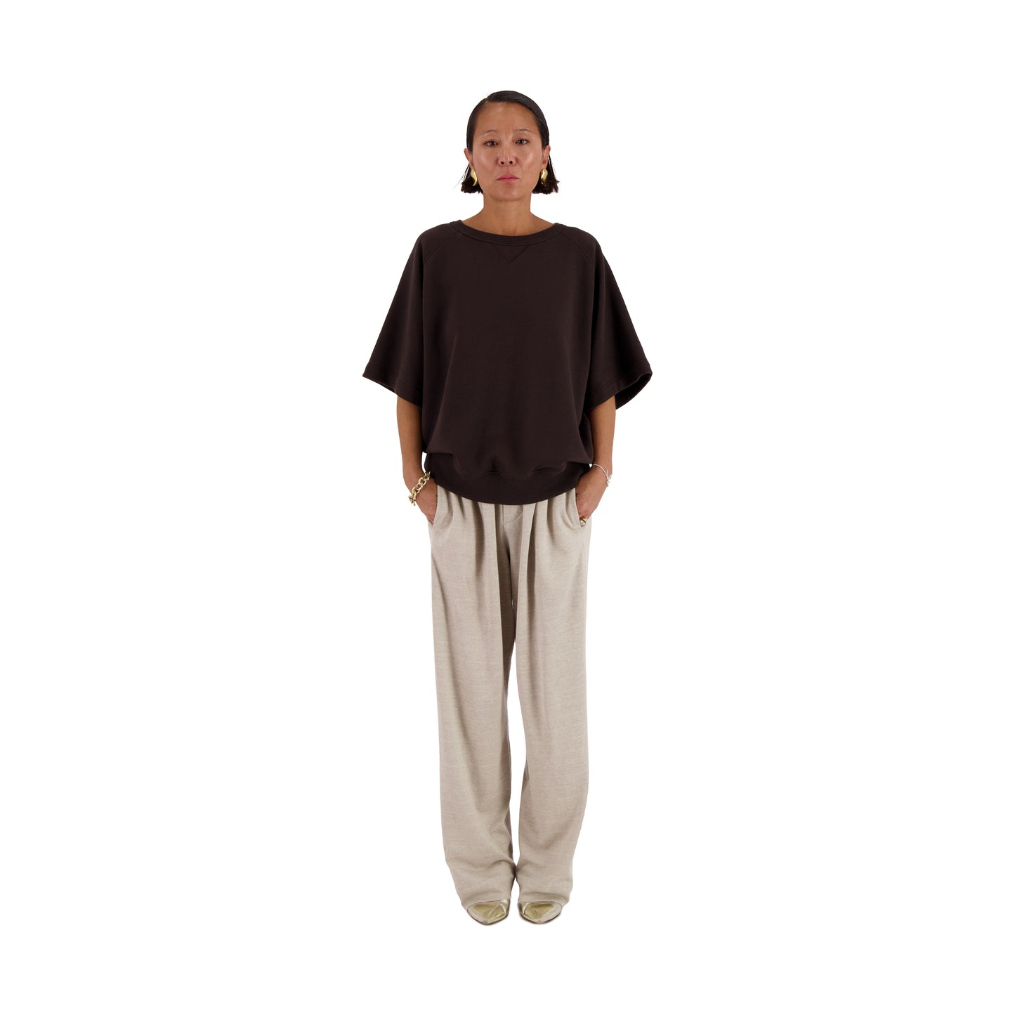 Sigmar Jersey Cotton Short Sleeve Crew Neck Dark Chocolate Brown