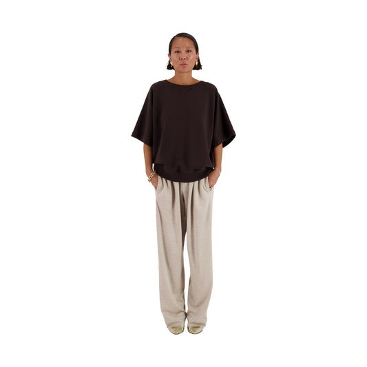 Sigmar Jersey Cotton Short Sleeve Crew Neck Dark Chocolate Brown