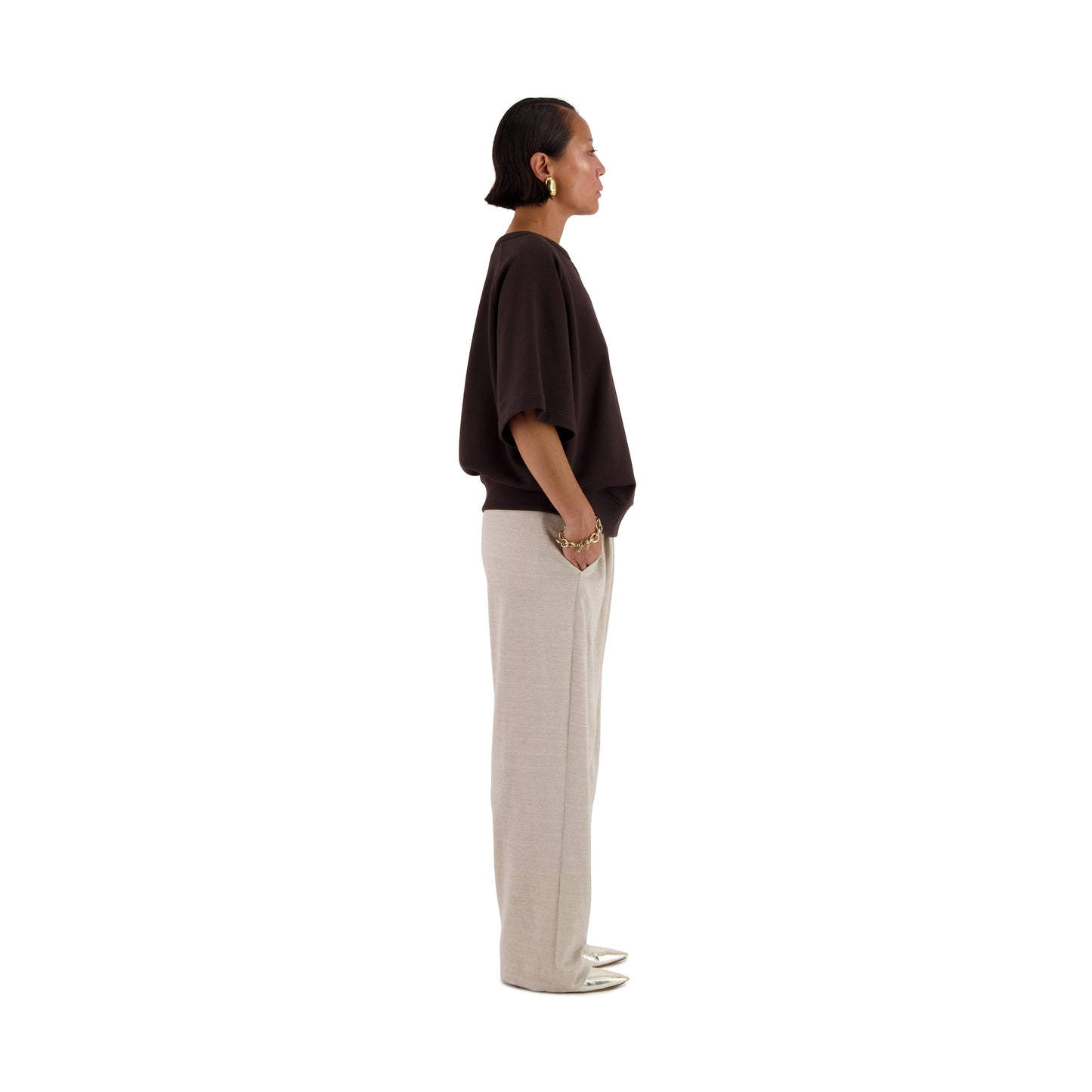 Sigmar Jersey Cotton Short Sleeve Crew Neck Dark Chocolate Brown