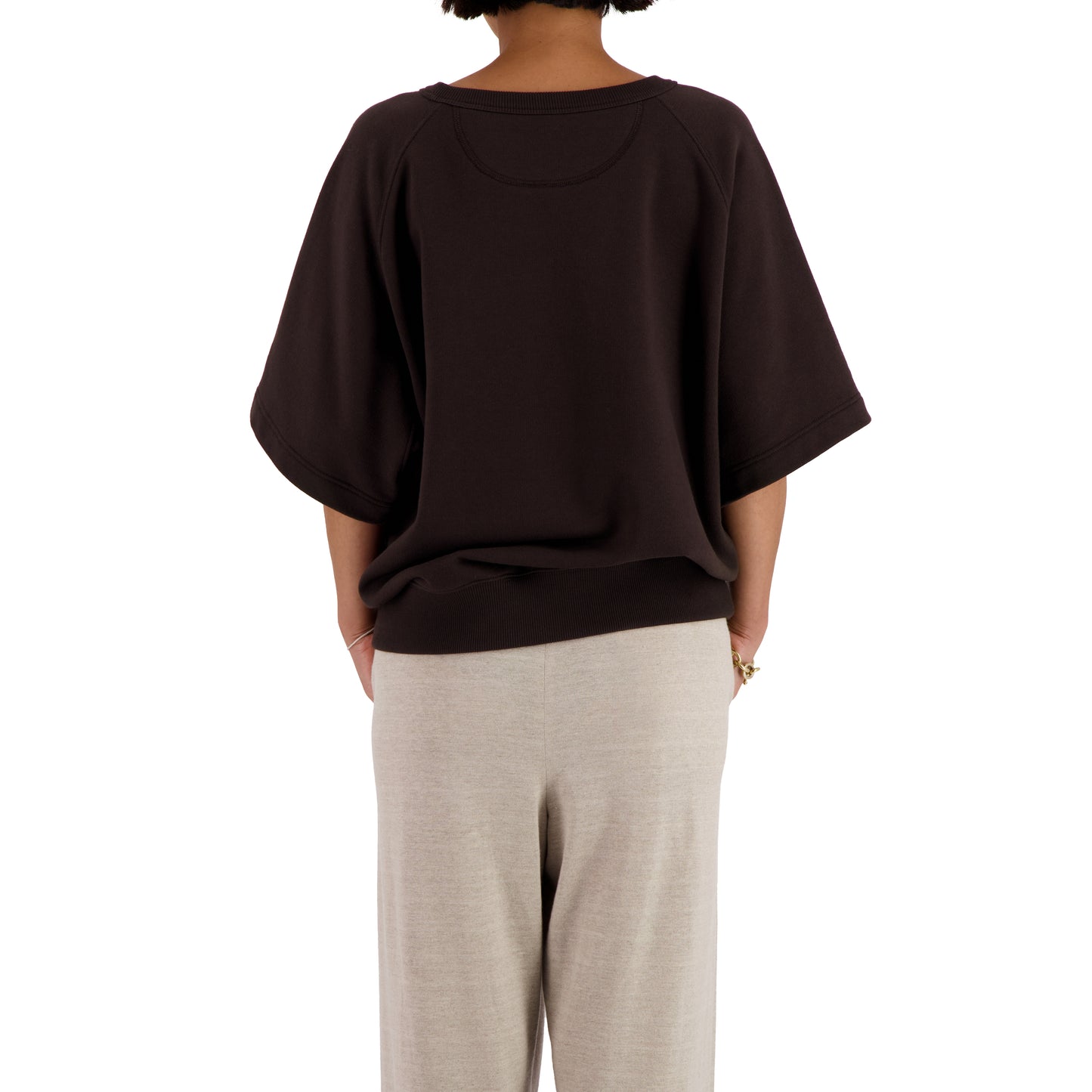 Sigmar Jersey Cotton Short Sleeve Crew Neck Dark Chocolate Brown