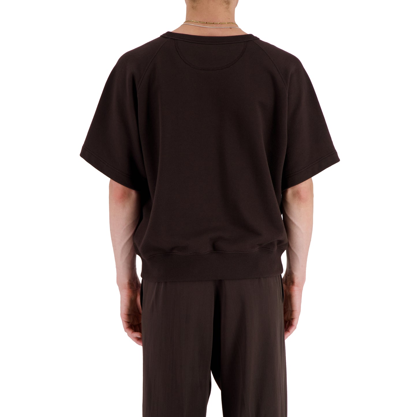 Sigmar Jersey Cotton Short Sleeve Crew Neck Dark Chocolate Brown