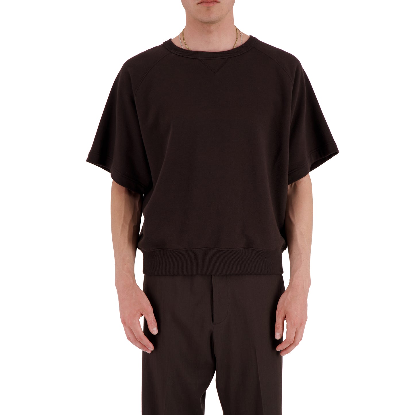 Sigmar Jersey Cotton Short Sleeve Crew Neck Dark Chocolate Brown