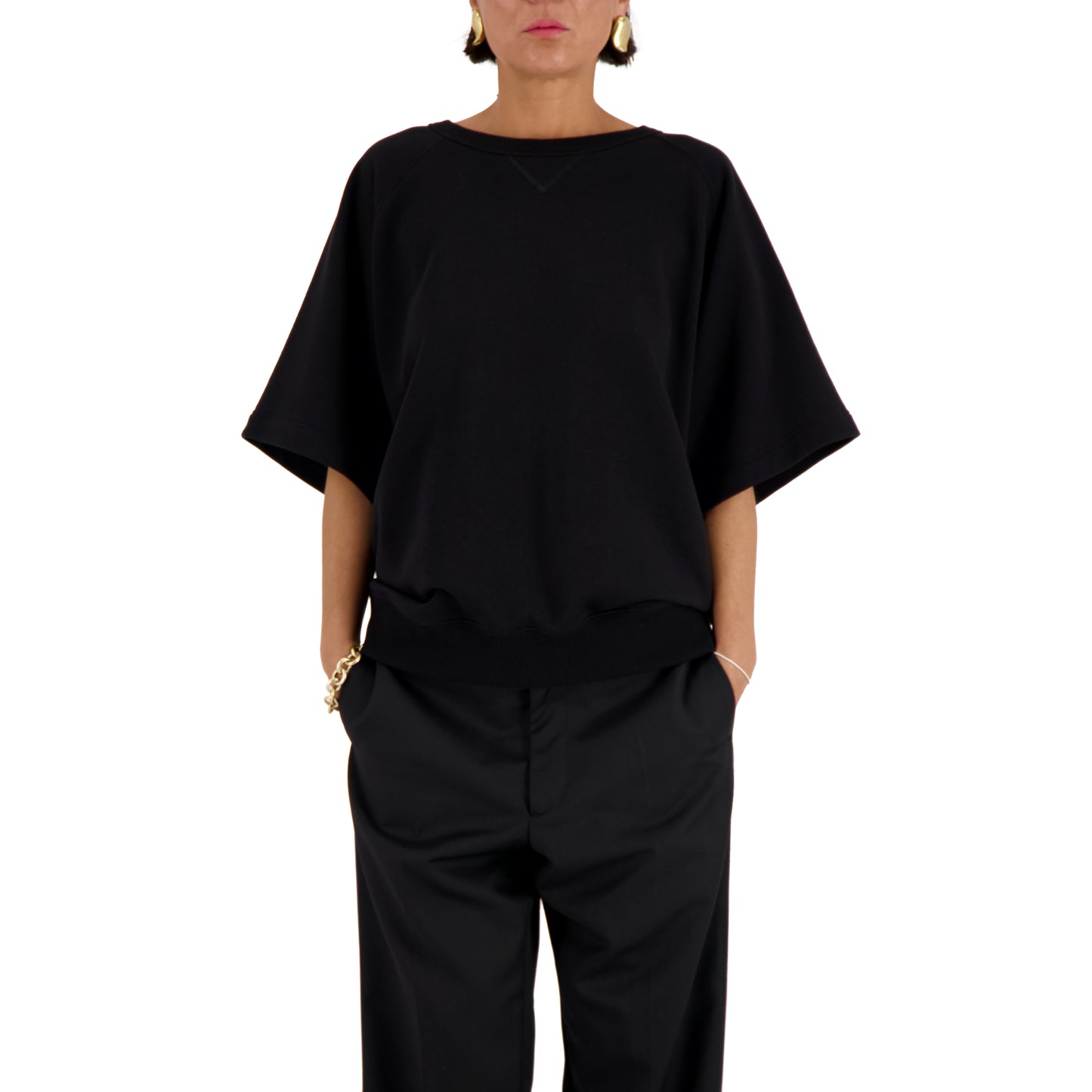 Sigmar Jersey Cotton Short Sleeve Crew Neck Black