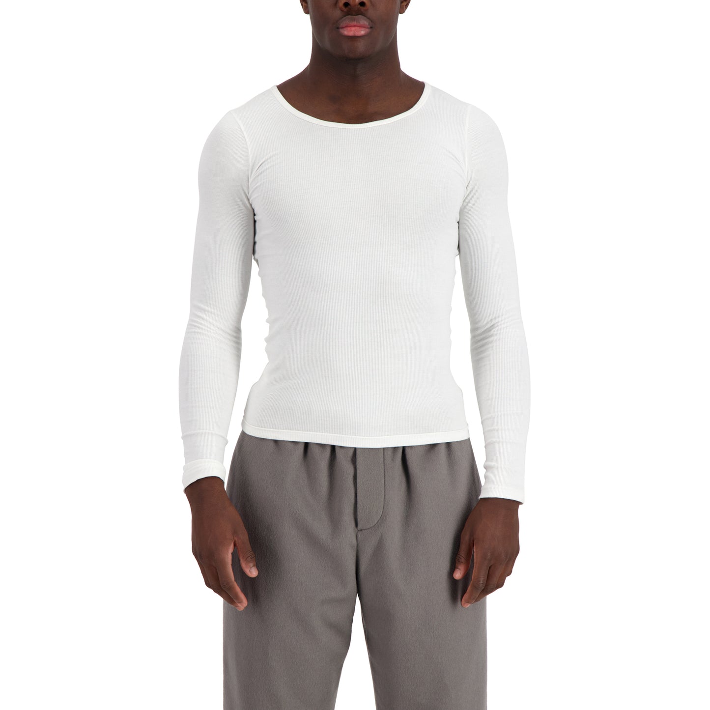 Mark Jersey Longsleeve Rib T-Shirt White