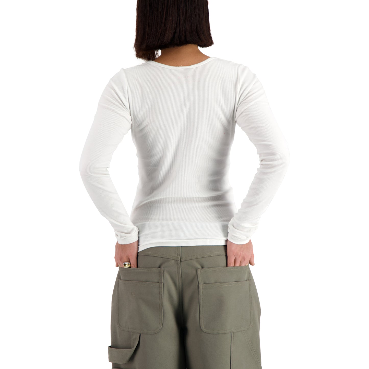 Mark Jersey Longsleeve Rib T-Shirt White