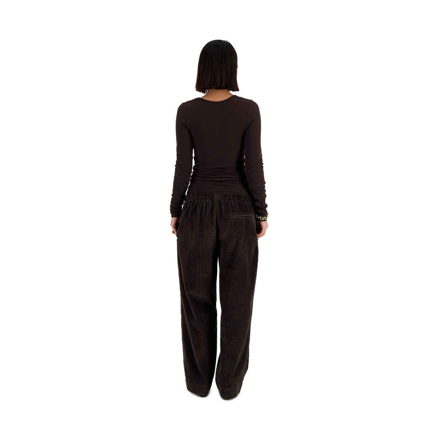 Mark Jersey Longsleeve Rib T-Shirt Dark Chocolate Brown