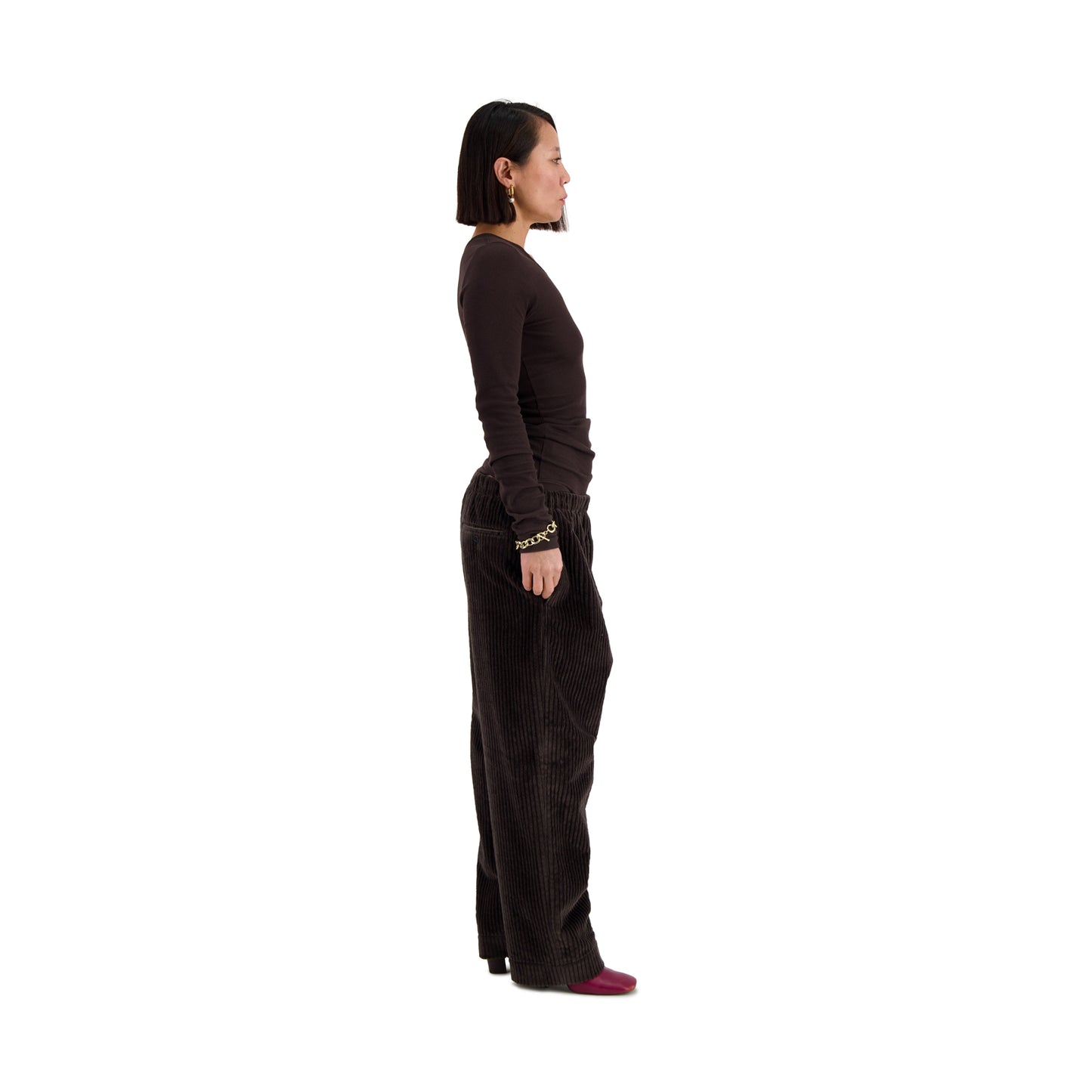Mark Jersey Longsleeve Rib T-Shirt Dark Chocolate Brown