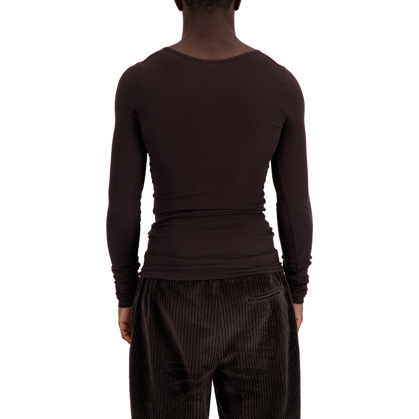 Mark Jersey Longsleeve Rib T-Shirt Dark Chocolate Brown