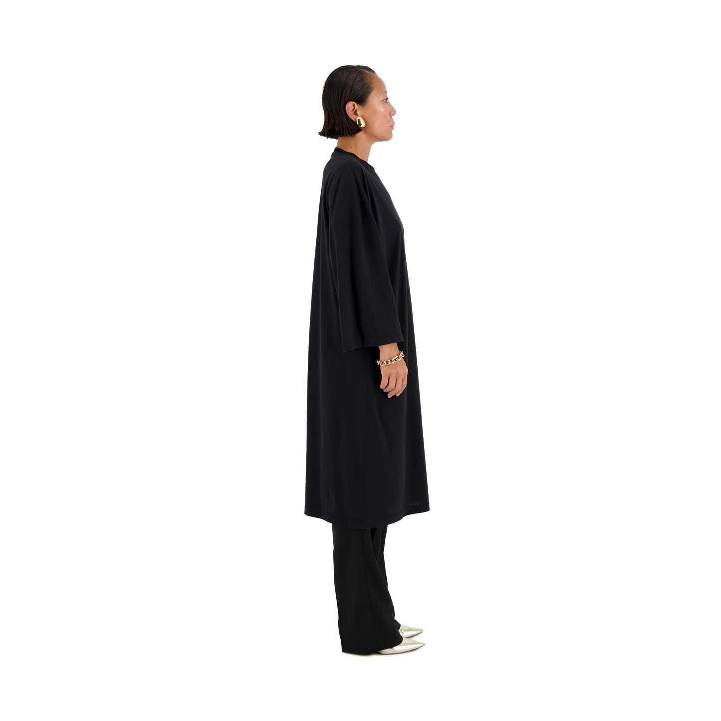 Damien Jersey Cotton Extralong T Shirt Black