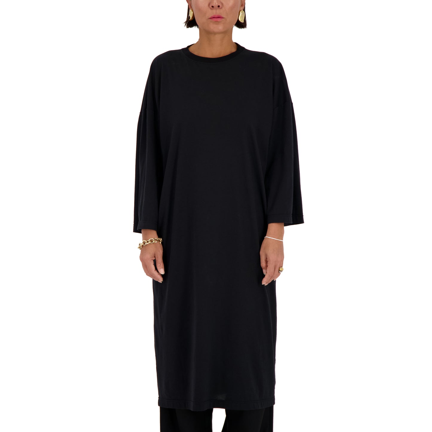 Damien Jersey Cotton Extralong T Shirt Black