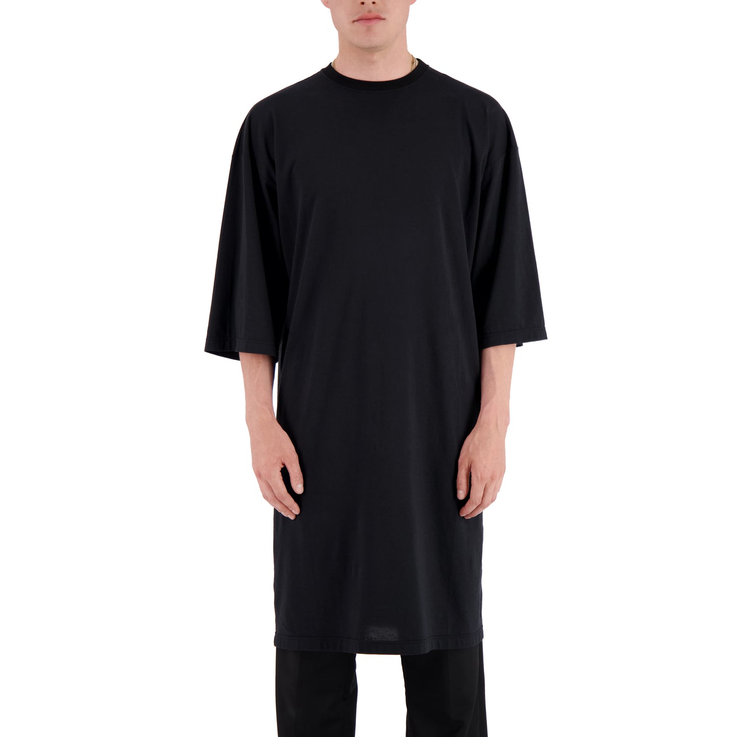 Damien Jersey Cotton Extralong T Shirt Black