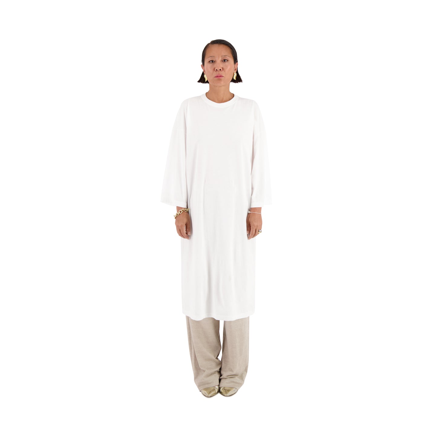Damien Jersey Cotton Extralong T Shirt White