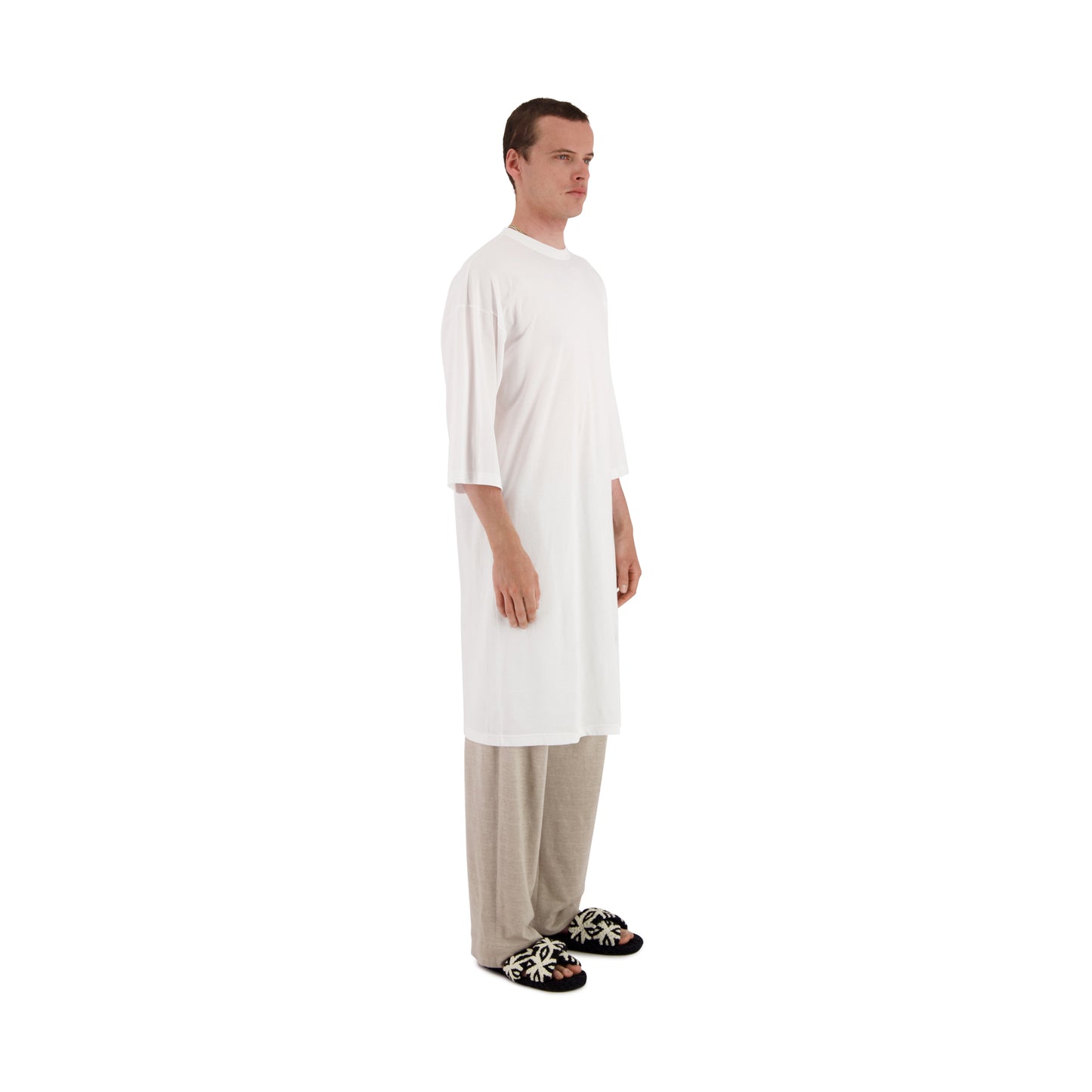 Damien Jersey Cotton Extralong T Shirt White