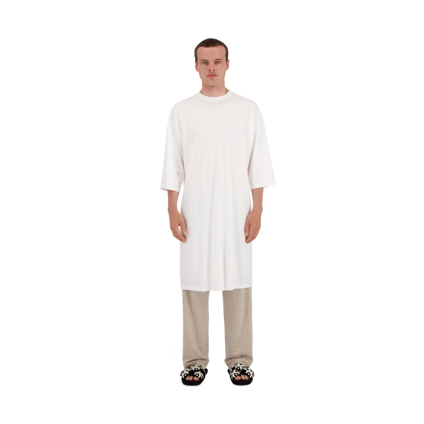 Damien Jersey Cotton Extralong T Shirt White