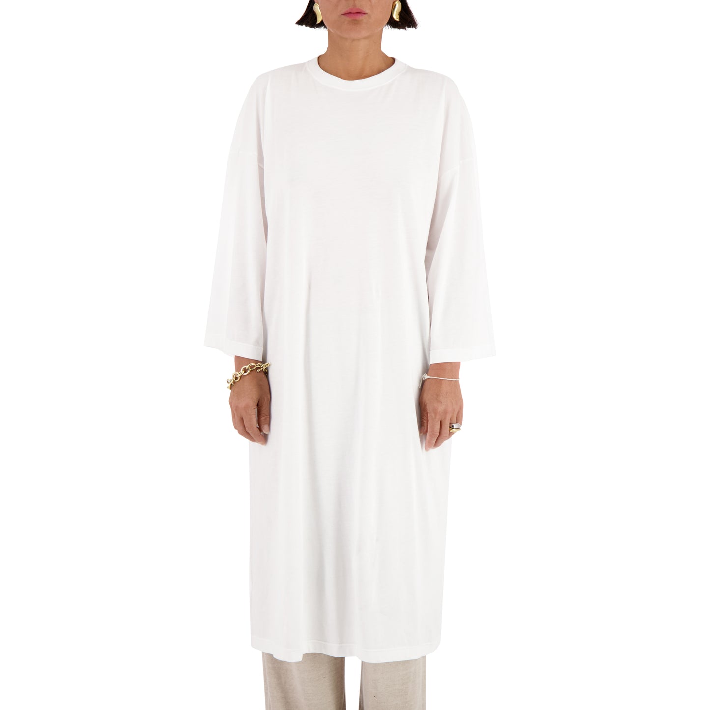 Damien Jersey Cotton Extralong T Shirt White