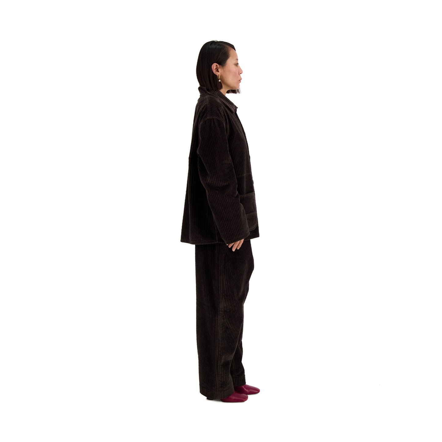 Bill Unlined Exaggerated Wale Cotton Corduroy Workwear Jacket Dark Chocolate Brown