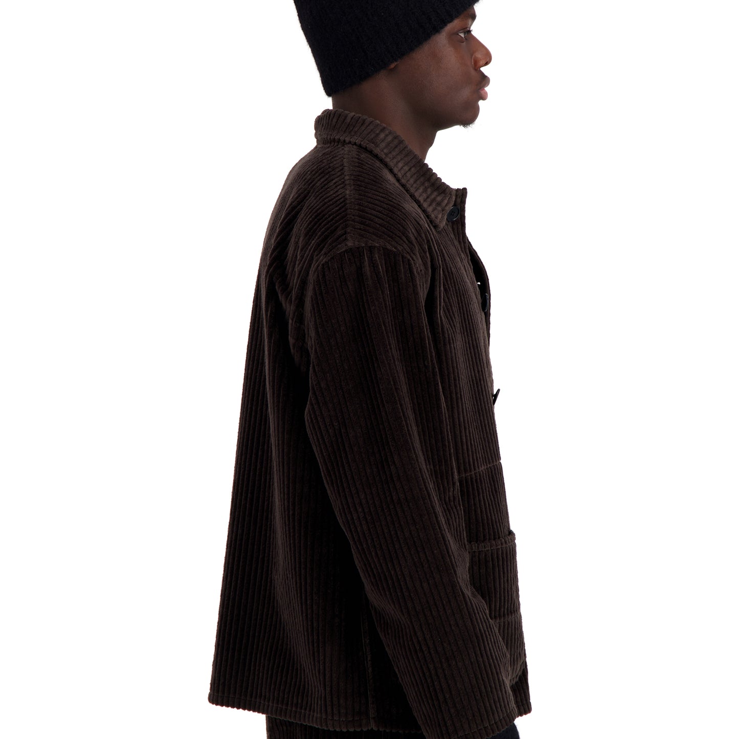 Bill Unlined Exaggerated Wale Cotton Corduroy Workwear Jacket Dark Chocolate Brown