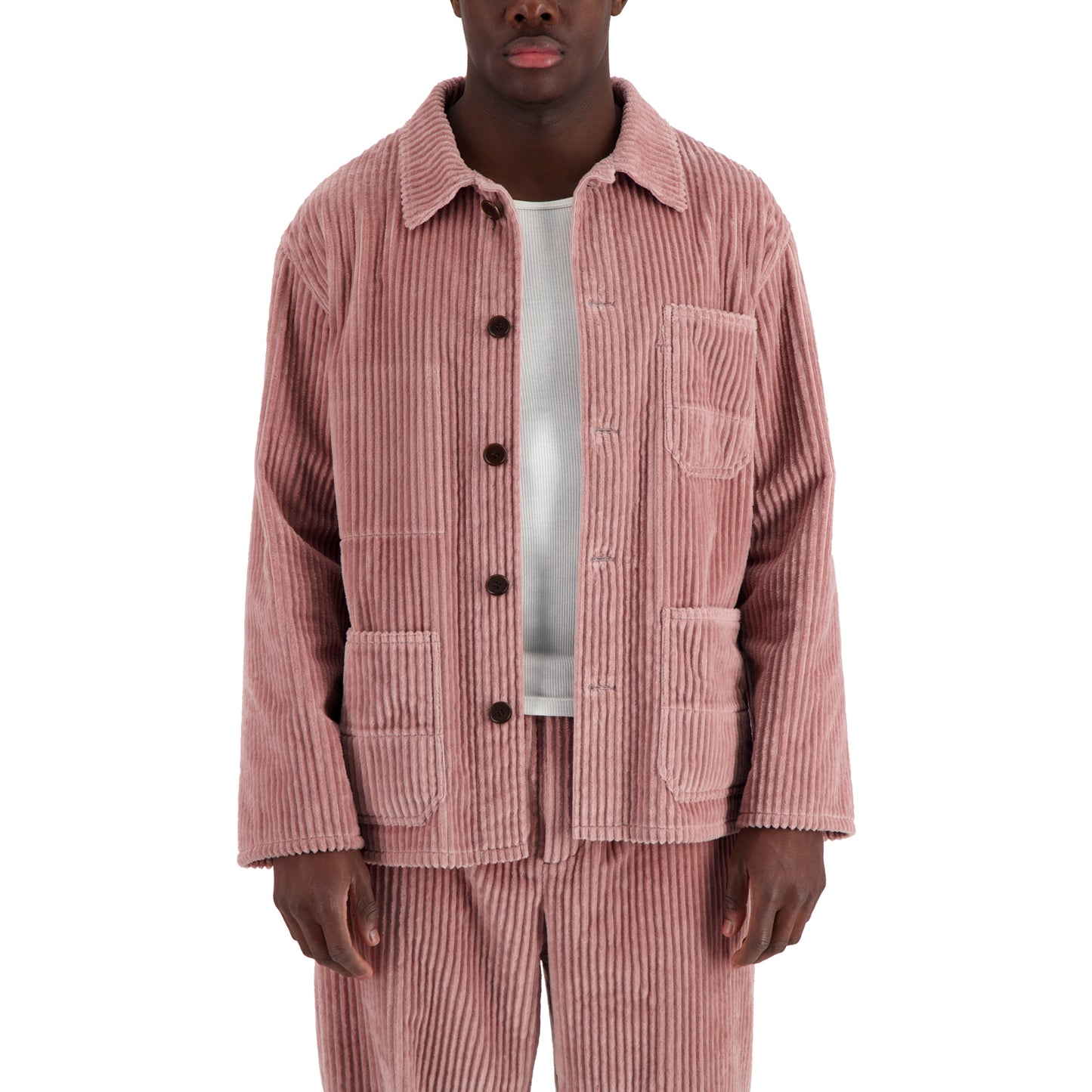 Bill Unlined Exaggerated Wale Cotton Corduroy Workwear Jacket Antique Pink