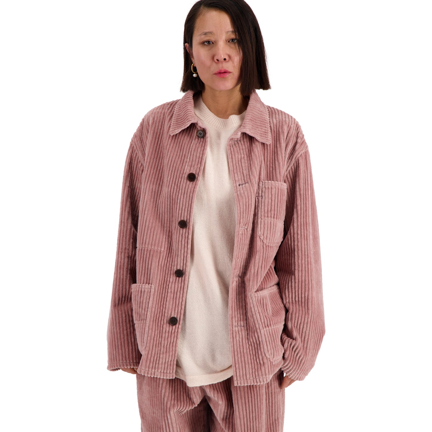Bill Unlined Exaggerated Wale Cotton Corduroy Workwear Jacket Antique Pink