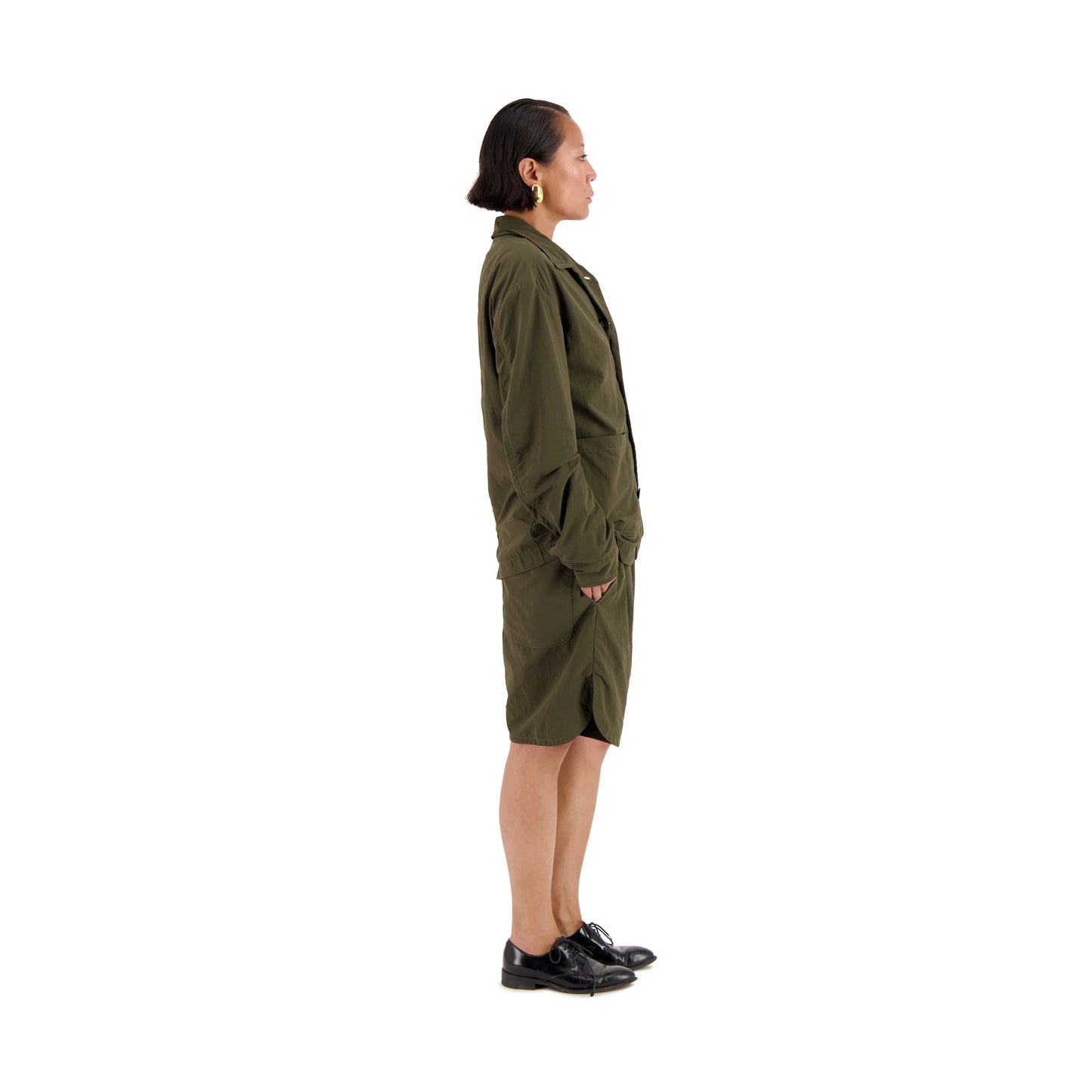 Julian Selflined Nylon Shirt Jacket Dark Khaki Brown