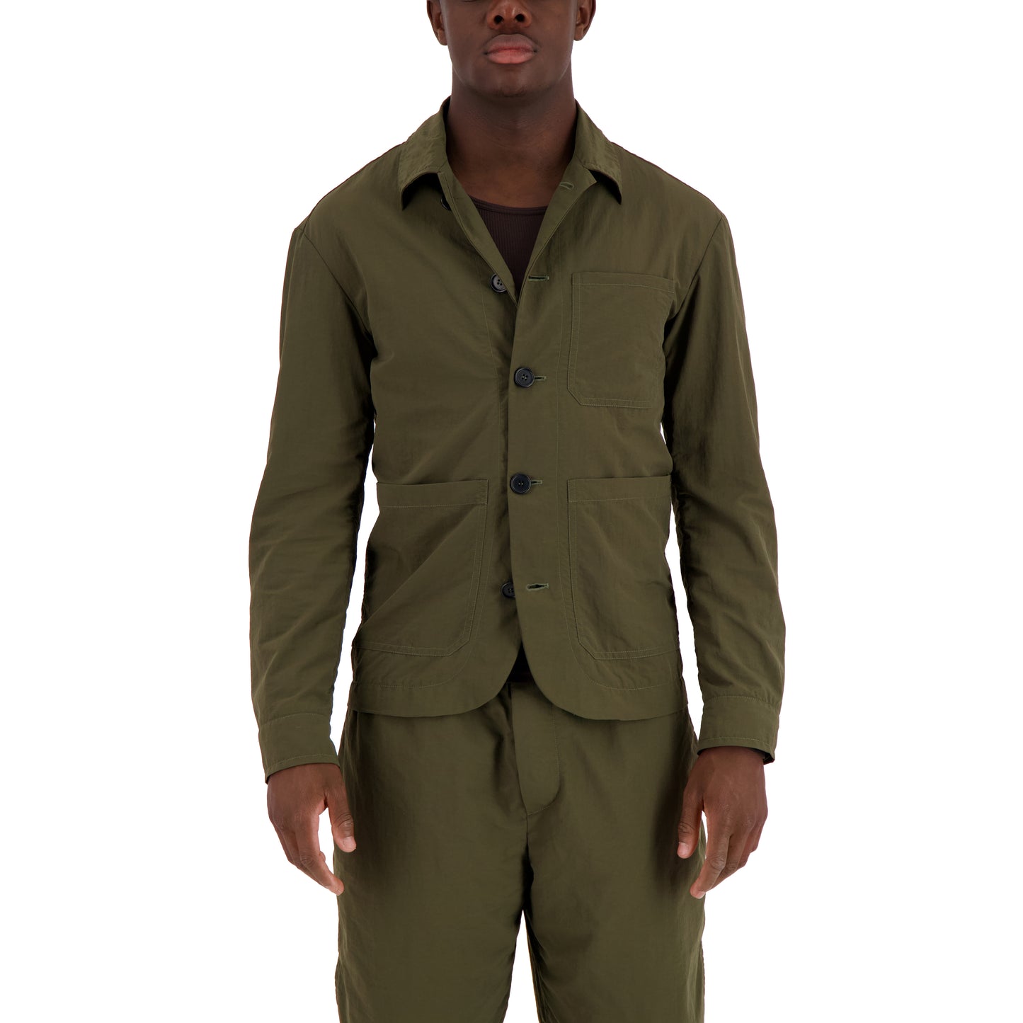Julian Selflined Nylon Shirt Jacket Dark Khaki Brown