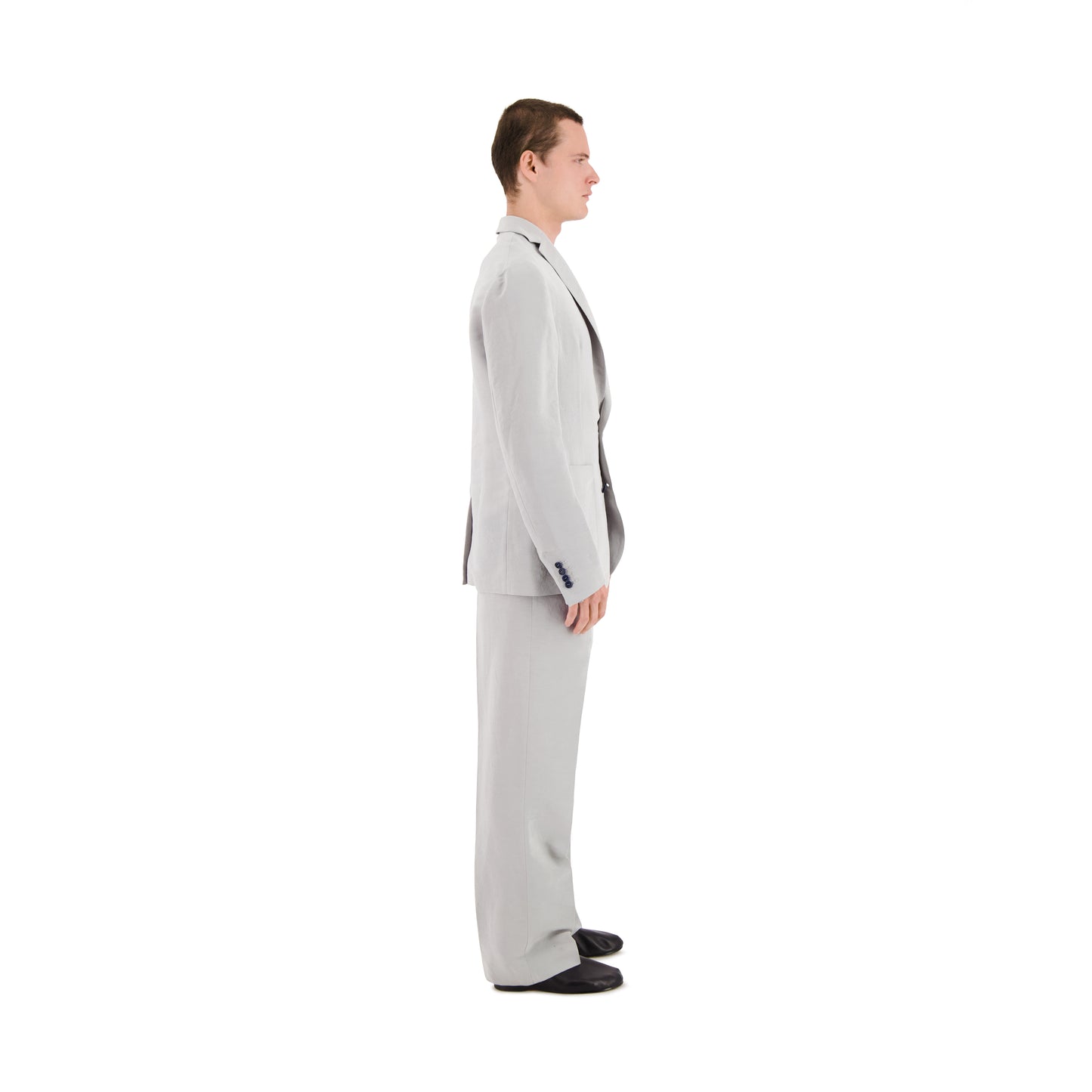 Udo Unlined Raw Silk 2 Button Notch Lapel Jacket Ice Blue