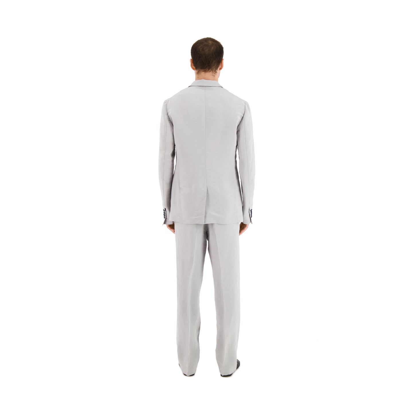 Udo Unlined Raw Silk 2 Button Notch Lapel Jacket Ice Blue