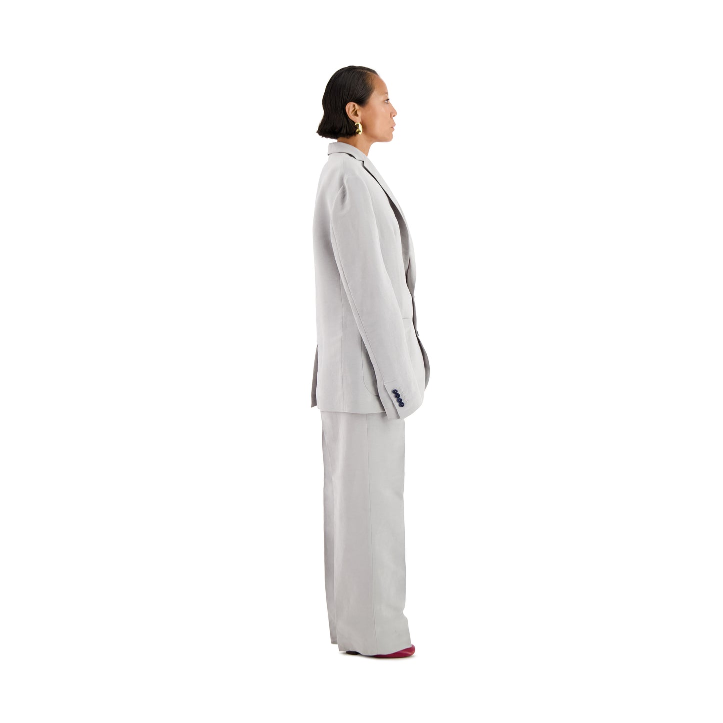 Udo Unlined Raw Silk 2 Button Notch Lapel Jacket Ice Blue