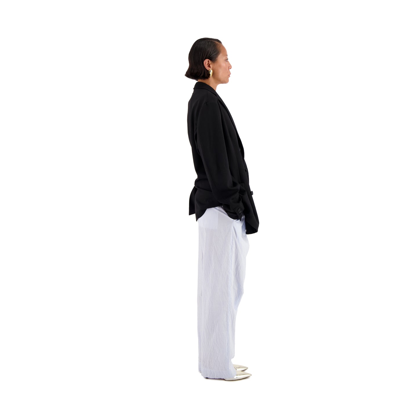 Lucien Unlined Double Breasted Wool Jacket Black