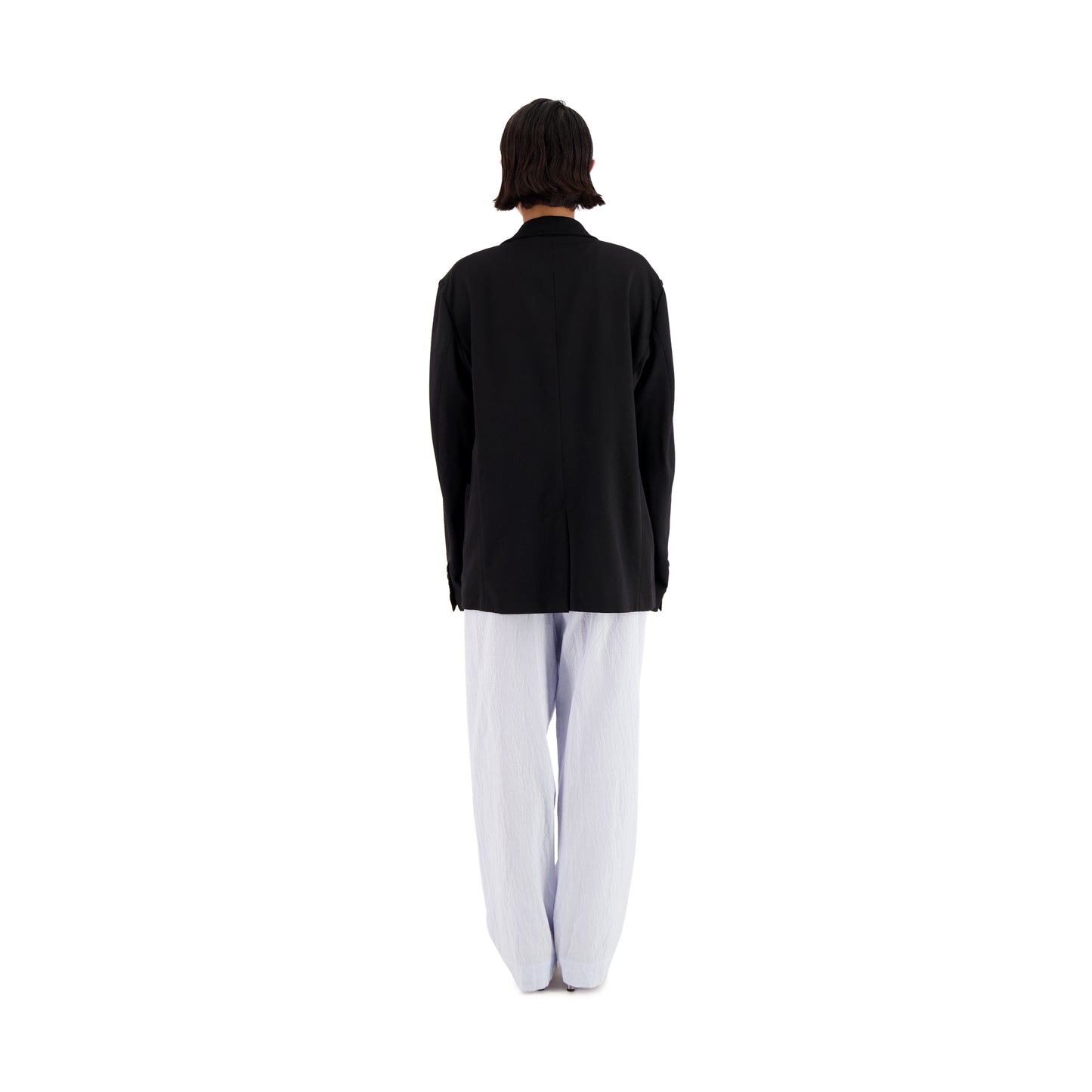 Lucien Unlined Double Breasted Wool Jacket Black