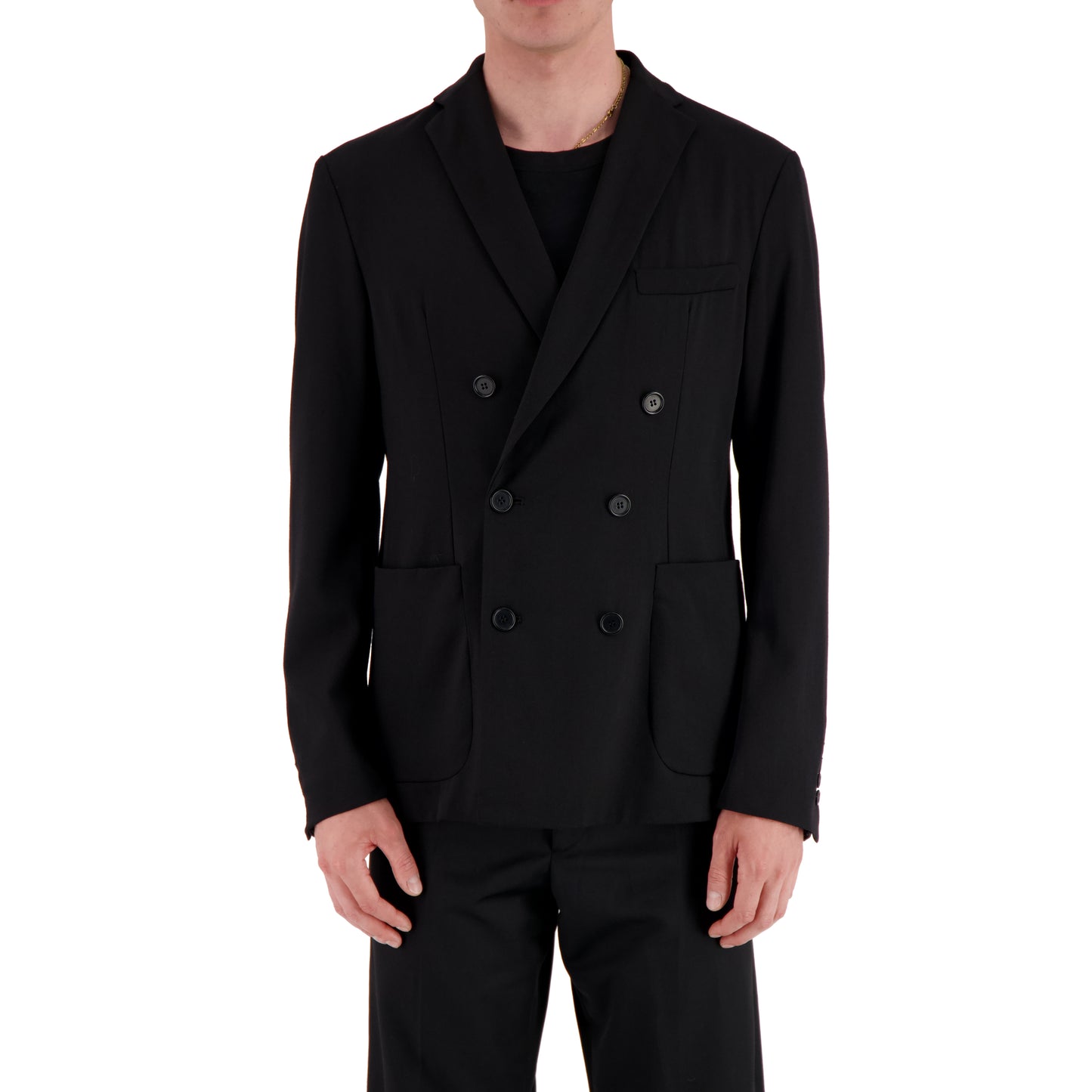 Lucien Unlined Double Breasted Wool Jacket Black